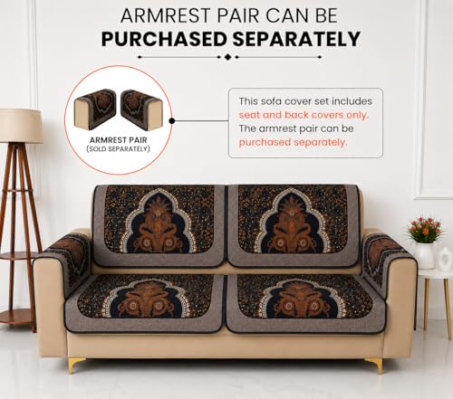 Image of Homerz Premium 'Maharaja Paradise Series' Sofa Cover | Net Fabric Sofa Cover | Washable, Anti-Dust Backed & Wrinkle Resistant Cover (Sheesh Mahal, 2 Seater, Seat Cover with Backrest)