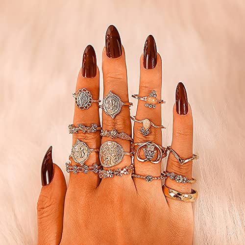 YOOESTORES82 14k Gold Stackable Knuckle Ring Set.Vintage Gold Chunky Rings Set Stacking Joint Ring Midi Finger Rings for Women2