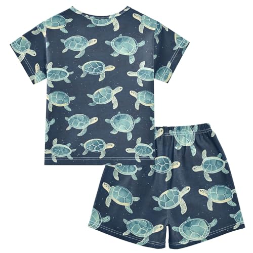 ALAZA Turtles Blue Pajama Set Short Sleeve Sleepwear Soft Lounge Nightwear2