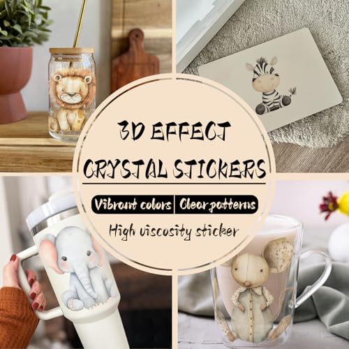 50% Off UV DTF Cup Wrap for 16oz Glass - 12 Sheets Nursery Animal Decals - Image 6