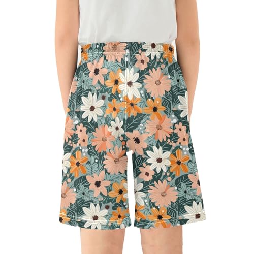 ALAZA Summer Flower Leaves Pajama Shorts Sleep Shorts Pant Lounge Pajama Bottoms Elastic Waist with Pockets2