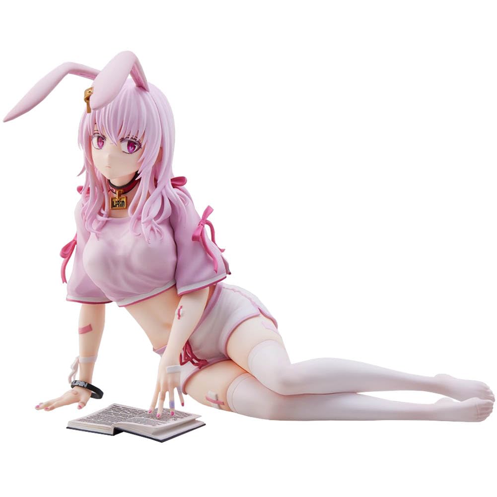 Jilijia Bunny Girl Lirin-chan Figure Anime Sitting Pose Model Statue 14CM Illustration Girl Model Collectible PVC Statue Desktop Decoration Gifts
