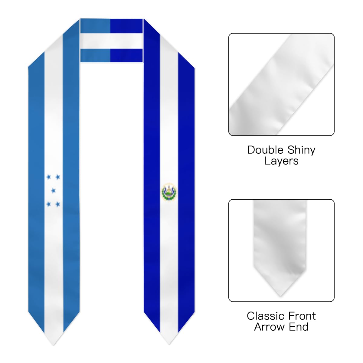Generic Graduation Stole Sash Scarf Honduras Honduran El Salvador Flag Decor Graduation Shawl for Abroad Student International Study Class 72 Inch