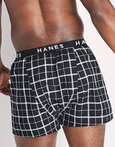 Hanes Mens Ultimate Big Woven Boxers Underwear 4-Pack, 2XB, Assorted4