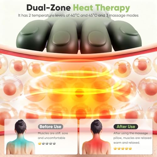 Image of Bionic Heated Massager,Wireless Portable Shiatsu Neck and Back Massager,Electric Deep Tissue 4D Kneading Massage With 3 Intensity Levels and Two-Level Adjustable Heating Function,4.30 Hour Run Time With 15 Min Auto Cut-off Function for Muscle Relax and for pain relief (A1)