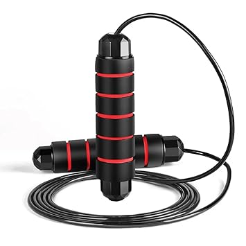 Slovic Adjustable Skipping Rope | Tangle Free | Ball Bearing for Fast & Smooth Workout | Jump Rope for Workouts, CrossFit | Memory Foam Handles for Women, Men & Kids
