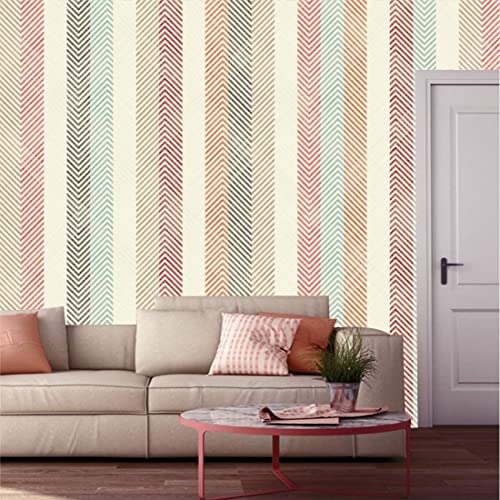 Image of CABANA HOMES Wall Stickers Botanical DIY Vertica Stripes Wallpaper for Home Decor (45 x 125 cm, 2 Rolls) (12 sq. ft) Decorative Self Adhesive Decal Living Room, Bedroom, Office, Multicolour