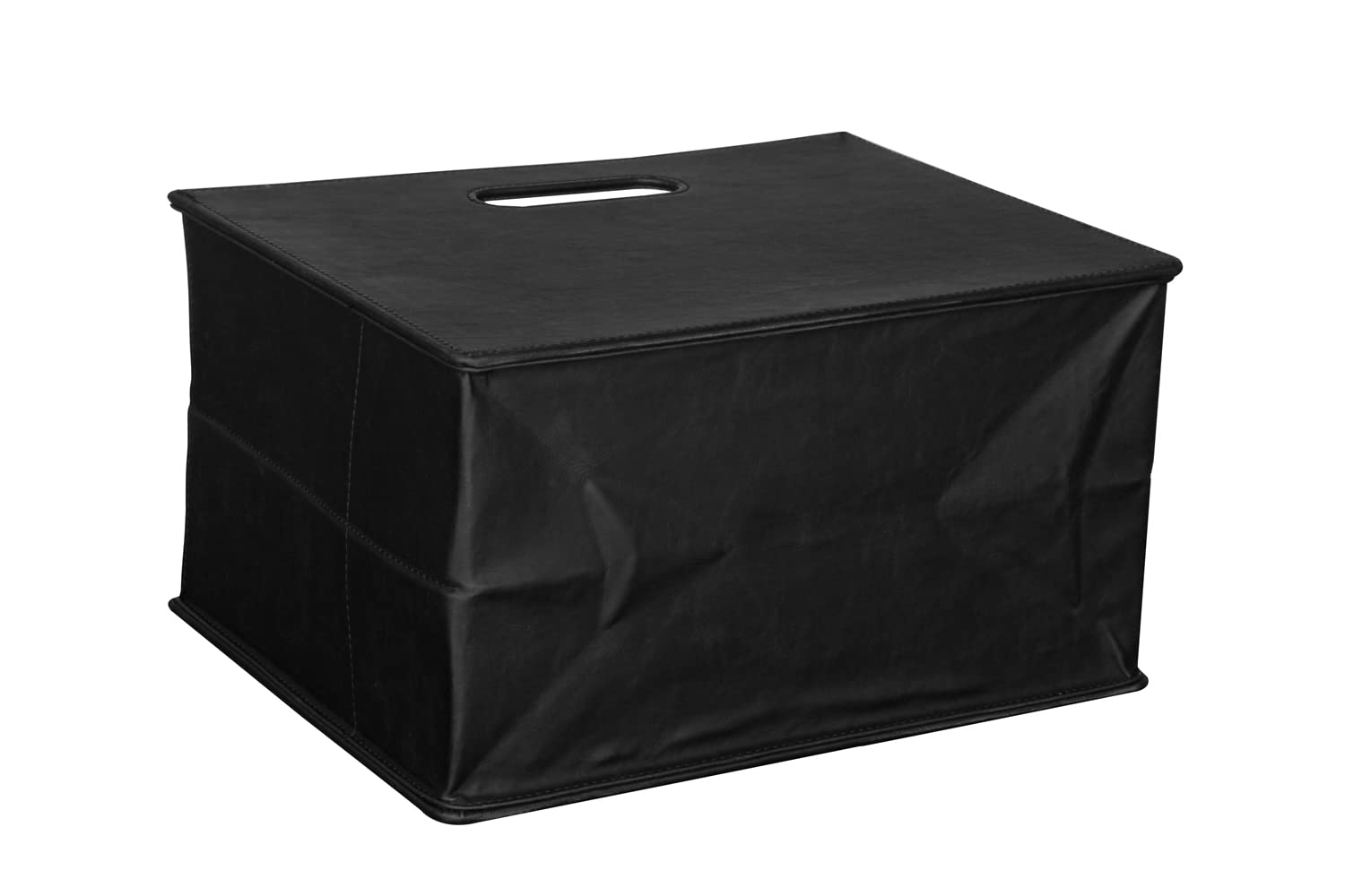 HofferRuffer Portariviste in pelle portariviste con manico, cestino portaoggetti pieghevole, organizer multiuso, nero, 23x33.7x17.6 cm, bambini, regalo per la festa della mamma
