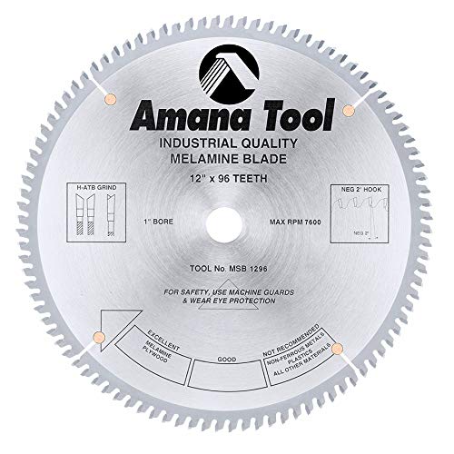 Amana Tool - MSB1296-30 Carbide Tipped Double-Face Melamine 12" Dia x 96T H-ATB, -2 De