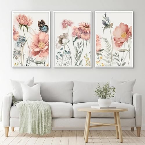 Peintures sur toile fleurs et papillons pour raviver un mur vide