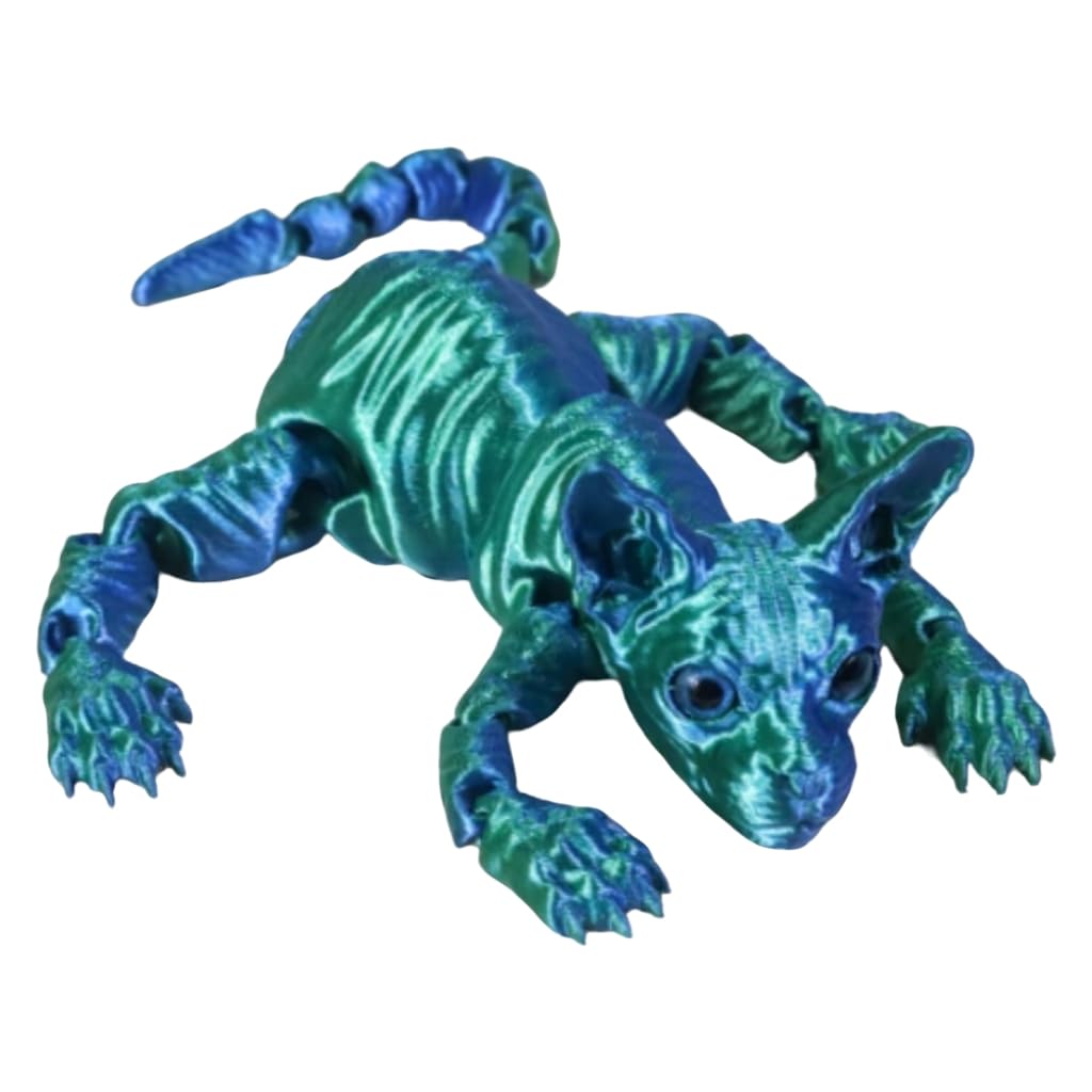 Mounteps 3D Mystic Guardian Cat Figurine - Colorful Realistic Design with Flexible Articulated Joints | Mystic Meow Collectible, Home Decor & Gift for Cat Lovers & Witchy Aesthetic Fans (Laser Green)