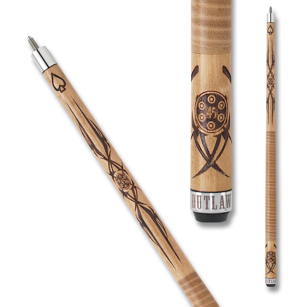 OUTLAW OL09 Original Pool Cue - Brown Stained Maple with .45 Bullet Chamber Design - 20oz