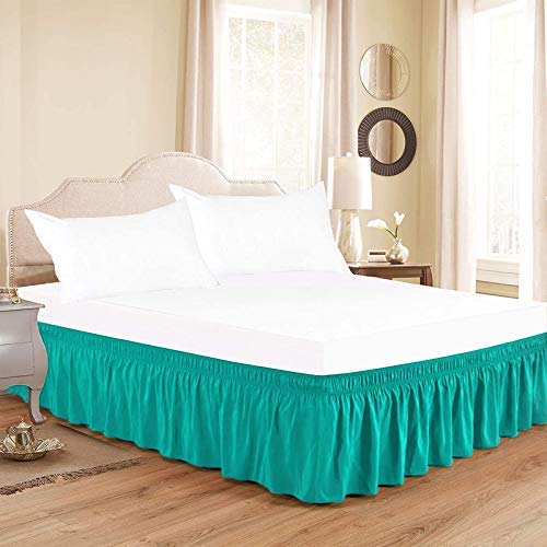 600 Thread Count Pure Cotton Wrap Around Bed Skirt - 1 Piece Cotton King Size Wrap Around Bed Skirt Elastic Dust Ruffles 21