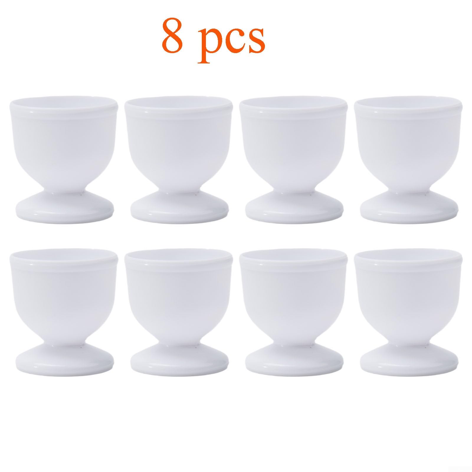 4/8PCS Egg Cup Stand Holder Hard Soft Boiled Eggs Rack Cups White (8pcs)