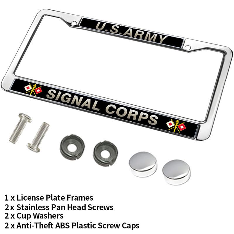 Image of US Army License Plate Frame for Religious People US Army Signal Corps Rattle-Proof Signal Corps Pride License Plate Frame Creative Gift