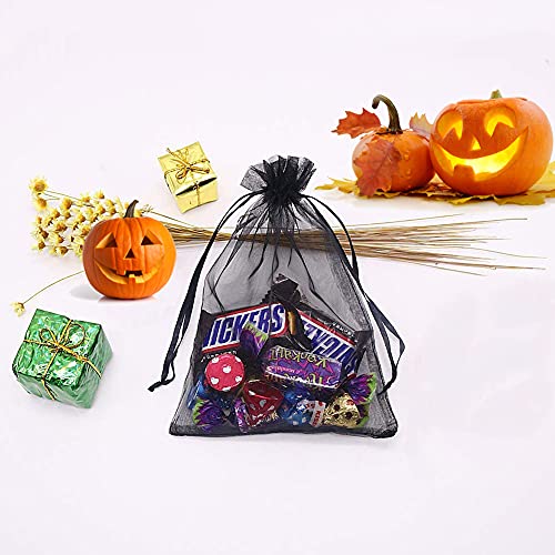 Image of Dealglad 50pcs Drawstring Organza Jewelry Candy Pouch Christmas Wedding Party Favor Gift Bags (4x6, Black)
