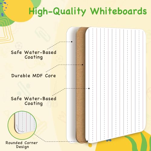 Ohuhu Small White Boards for Kids, 25 Pack, 9 x 12 Inch Mini Whiteboards for Students, Teacher &Classroom, Double Sided Lined/Plain Dry Erase Board Set - Includes 25 Boards, 25 Mar image 1