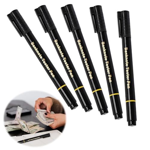 KIRVOS 5 Stück Geldscheinprüfer Stift (13,5 cm) – Falschgeld Detektor für Euro, Dollar, Pfund & internationale Währungen – Geldprüfstift Set zur Banknoten-Überprüfung