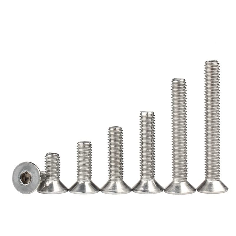 M3 x 5mm 50 Pcs Bulloni a testa svasata Acciaio inossidabile 304 Esagonale Tappo presa Vite Testa piatta Bulloni a brugola Viti a macchina