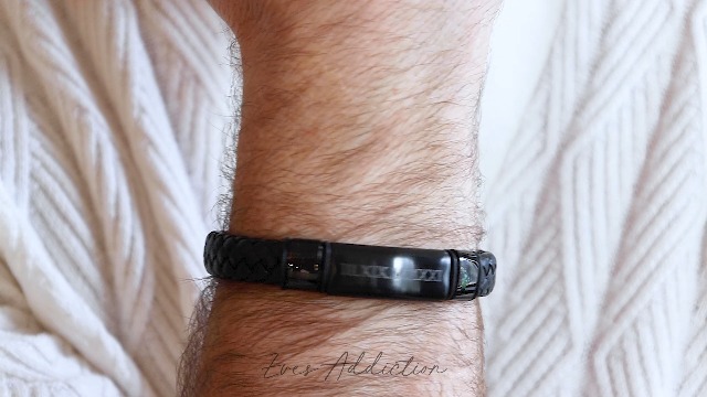 Pulsera personalizada de cuero negro para hombre miniatura 7