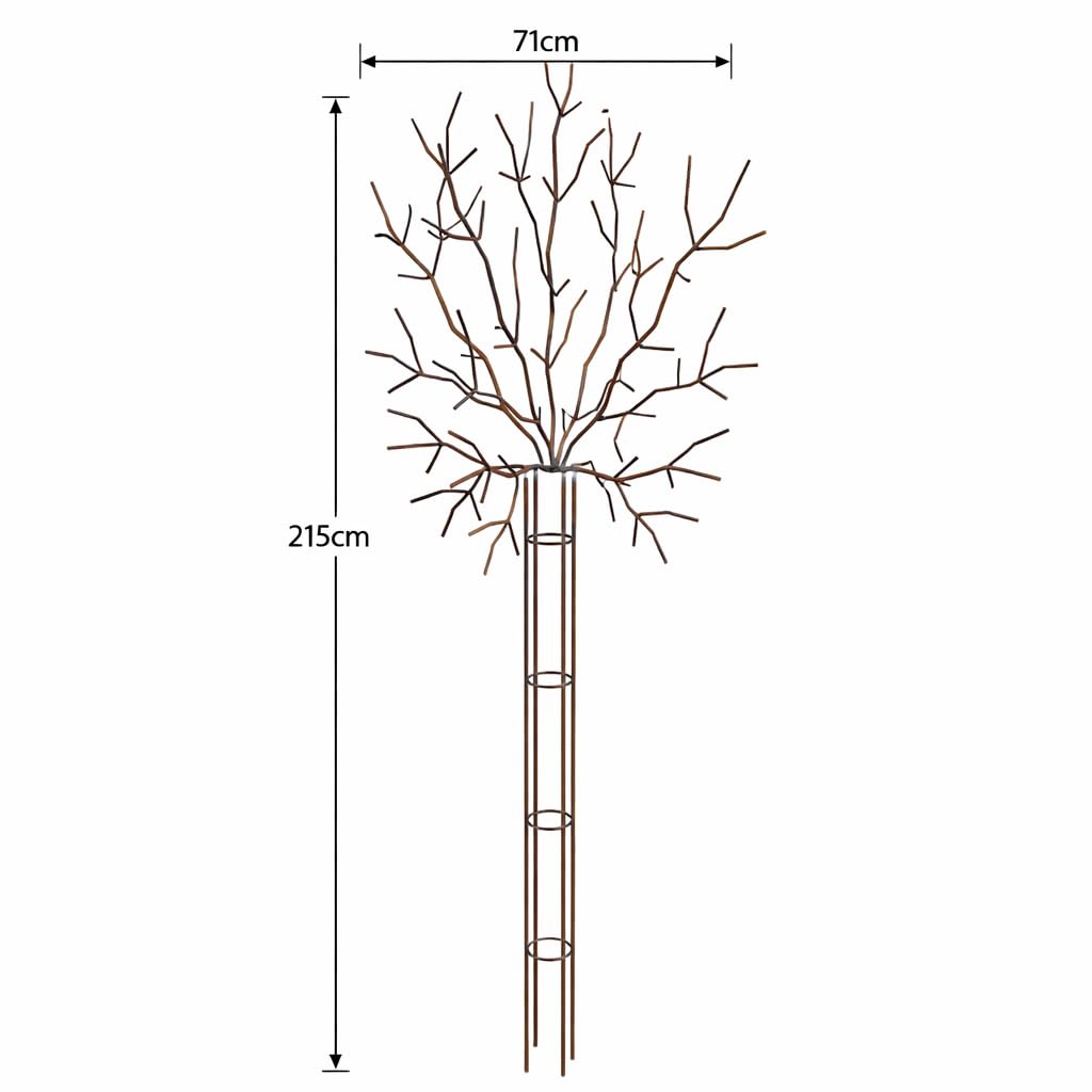 Rankturm aus Eisen Edelrost 215 cm – Rankhilfe Baumform für Clematis & Rosen – Metall Rankobelisk Garten – Gartendeko Rost