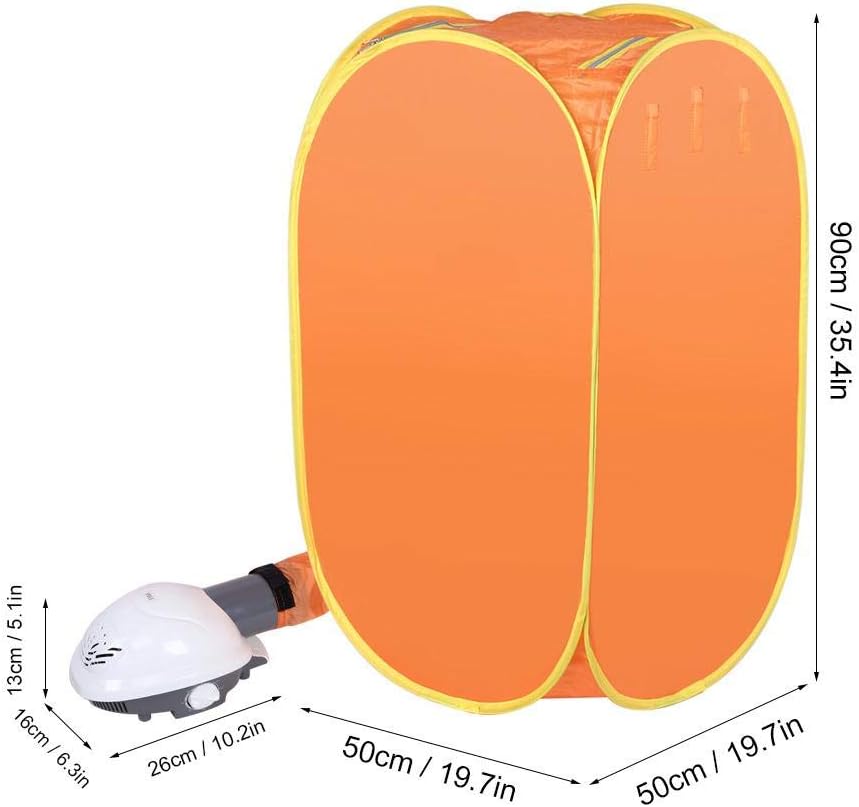 Clothes Dryer Portable, 800W 0.5M Household Foldable Clothes Drying Bag Mini Electric Dryer Machine, Low Noise Clothes Dryer for Renters Students Dwellers - Orange(US)