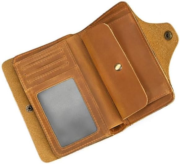Men's Genuine Leather Wallet with Vintage Snap Closure Long with Multiple Card Slots