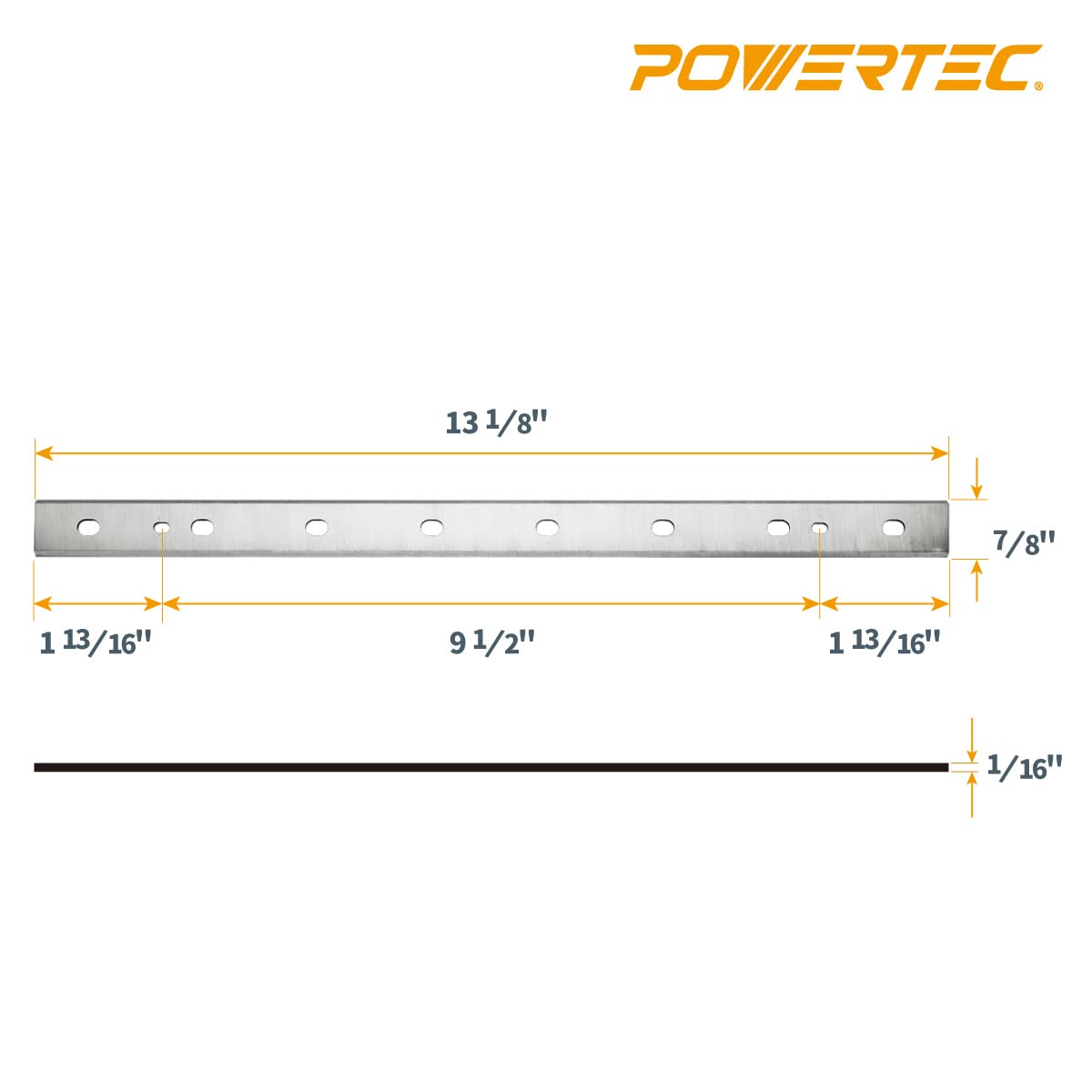 POWERTEC 128000DD - Cuchillas de cepillado HSS de 13 pulgadas de repuesto para DEWALT DW7352 DW735 - Juego de 6