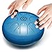 PUJONI Steel Tongue Drum, 6 Inch 8 Notes Percussion Instrument with Music Book, Mallets, Carry Bag, Finger Picks, Gifts for Beginners Musical Education & Adults Relaxation Meditation (Seablue)