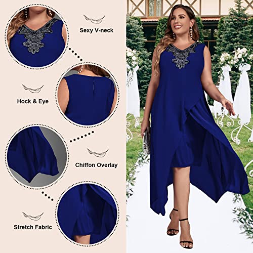 Image of OCSTRADE Womens Plus Size Chiffon Dress Loose Sleeveless Flowy Cocktail Party Midi Dresses