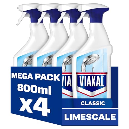 Viakal Classic Limescale Remover Spray 4 x 800ml to Remove Up to 100% of Limescale with Anti-Droplet Technology