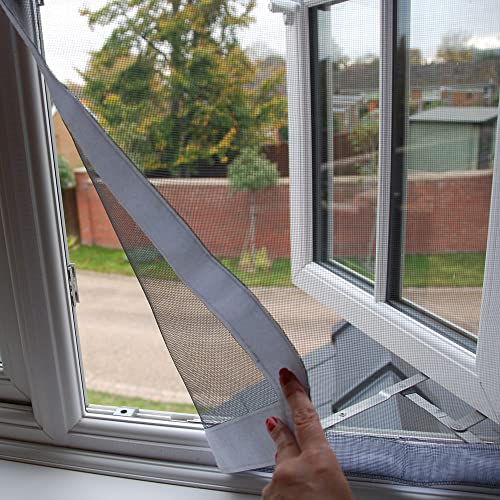 Flat Cats Window protection for Cats Standard Twin Pack (60cm x 115cm Grey Mesh/White Fixings)