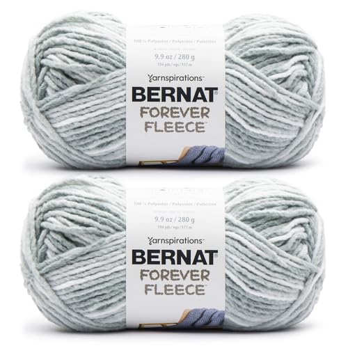 Image of Bernat Forever Fleece Soft Yarn for Crocheting, Tea Tree, 2-Pack | #6 Super Bulky Yarn, 100% Polyester, Soft Fleece Crochet Yarn for Blankets, Knitting & Crafts, 194yds, 280g /9.9oz per skein