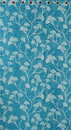 Image of Exporthub Glossy Shine 3D Floral Digital Printed Aqua Blue Colour Window Curtains 5 feet Long Set of 2 Pc, for Living Room and Bedroom (EHSPR070 54)