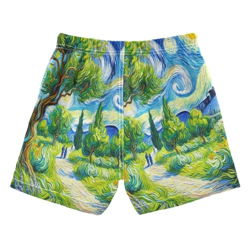 Country Path Tree Boys Swim Trunks Quick Dry Toddler Swimsuit Boy Swimwear Bathing Suits Board Shorts M Multi2