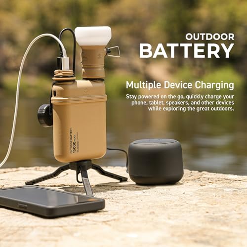 Image of ELECOM NESTOUT Rugged Power Bank, 15000mAh Outdoor Charger, 32W USB C Fast Charging PD, Waterproof IP67, Heavy Duty Shockproof, Tactical Battery Pack for iPhone Tablet Hiking Camping Survival (Gray)