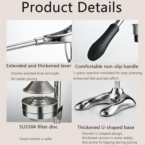 Exprimidor de cítricos manual de acero inoxidable para pomelo y granada fresca 5