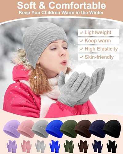 Image of JaGely 64 Pcs Kids Hats and Gloves Bulk Winter Beanies Hat Gloves for Toddler Boys Girls School Donation Wholesale