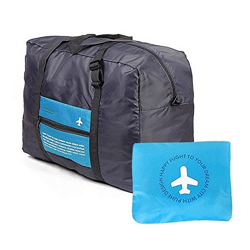 Camtoa Sac léger en nylon étanche empilable et pliable pour voyage camping sport Grande contenance Fixation sur la poignée de valise Environ 47 x 38 x 16,5 cm, bleu