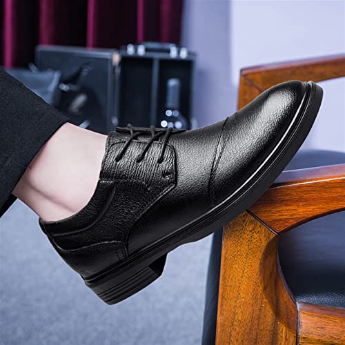 Dress Oxford Formal Shoes for Men Lace Up Cap Toe Round Toe Derby Shoes Low Top Non Slip Rubber Sole Slip Resistant Block Heel Classic(Black,10 M US)4