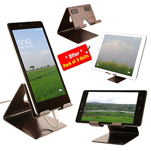 Image of YT Mobile Phone Metal Stand /Holder for Smartphones and Tablet - Antique Copper - Pack of 3 Units (Proudly Made in India)
