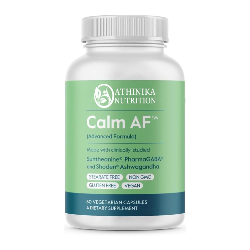 Calm AF (Advanced Formula) (60 Veggie Caps) - Clinically Studied Shoden Ashwagandha, Suntheanine L Theanine, PharmaGABA - No Stearates - Vegan - Non GMO - Gluten Free - Ashwagandha & GABA Supplements-picture-28