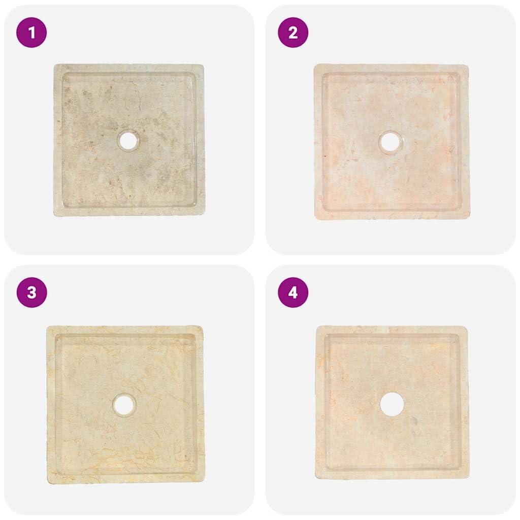 vidaXL Lavandino Crema 40x40x10 cm in Marmo