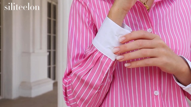 Striped Button Down Shirts for Women Cotton Dress Shirt Long Sleeve  Collared Blouse Tops Business Office Attire