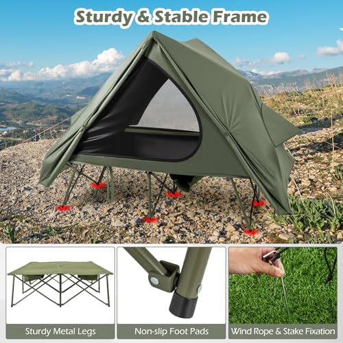 Carpa Camping 2 Personas Tangkula 2 en 1 con Camastro miniatura 5