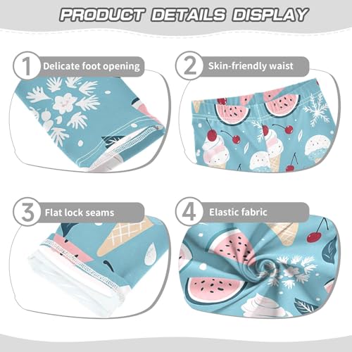 ALAZA Girls' Leggings Children's Yoga Pants Skinny Printed Dance Ice Cream Watermelon Comfortable 4T2