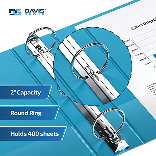 Image of Easyview 3-Ring Binder, Clear-View Cover, 2 inch Round Rings, Turquoise, 6 Pack