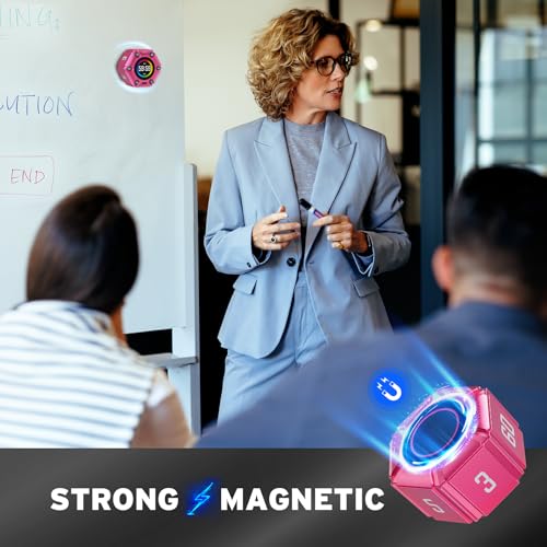 Image of Printers Jack Visual Pomodoro Timer, Productivity Cube Timer, Mute & Vibration & Adjustable Sound Alert, for Office, ADHD, Study, Work, 3 /5 /10 /25 /30 /60min & Custom Countdown - Hot Pink