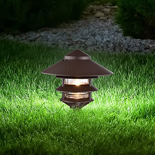 Nuvo SF76/637 One 2 Louver Hood Outdoor Pagoda Landscape Pathway Light, 3 Tier-Large, Old Bronze - Thumbnail 6