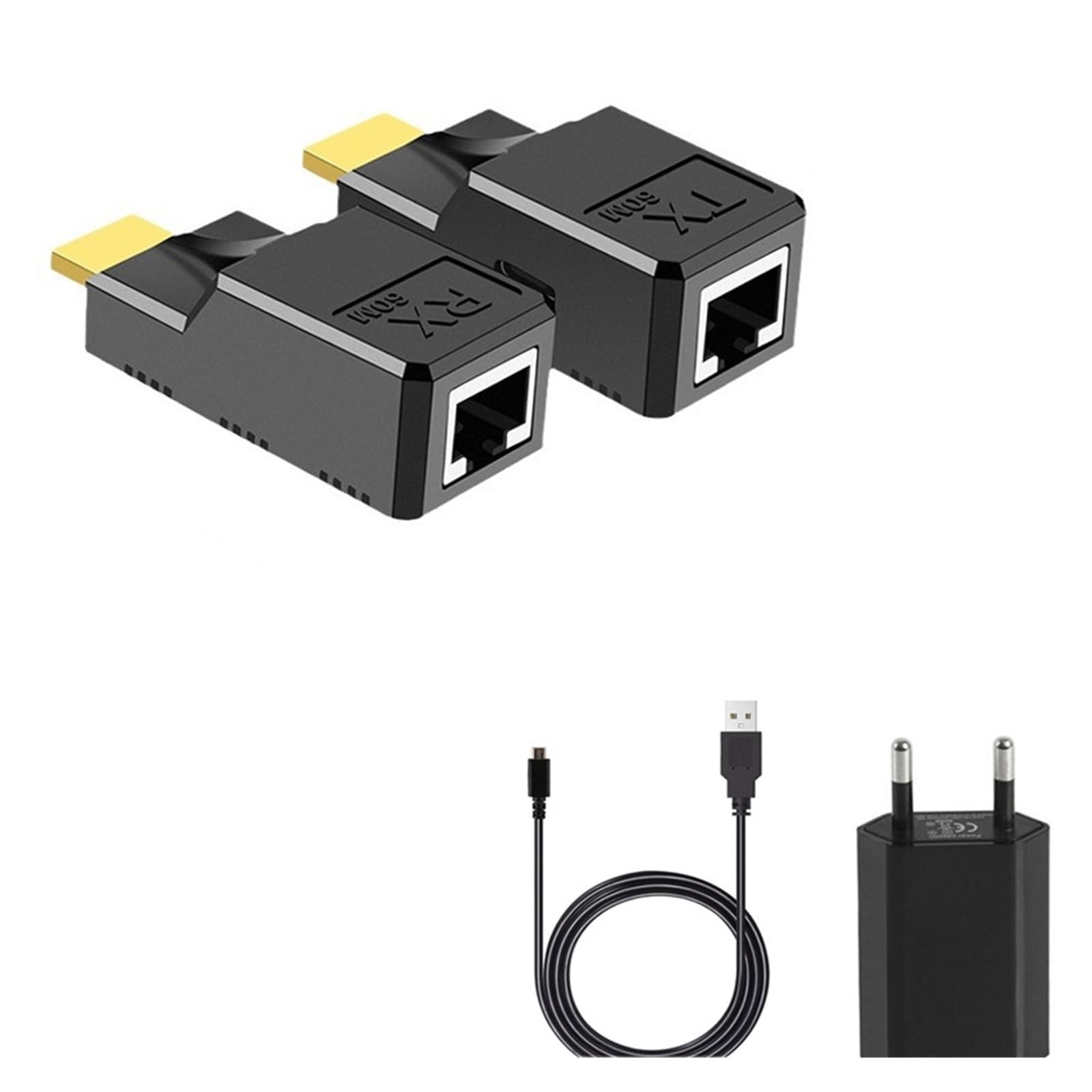 HDMI Extender 60M Over Cat5e/6/7 Cable 1080P To RJ45 Converter Ethernet For PC Laptop PS4 PS5 HDTV(EU Power adapter)